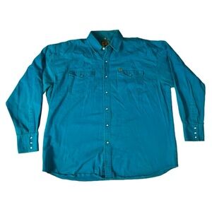 BRUSHPOPPER WRANGLER VINTAGE Blue Rodeo Cowboy 90s 80s Retro Shirt Top Men’s XL